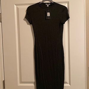 Grey FashionNova Charcoal Bodycon Midi Dress